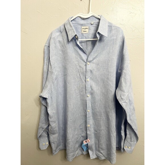 Murano Baird McNutt Men's XXL Chambray Blue 100% Linen Long Sleeve Shirt 2XB Top - Picture 1 of 6